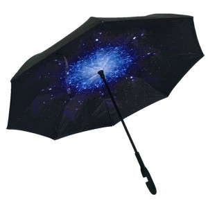 Маркетинговый зонт C-образная ручка с двойными слоями дождя