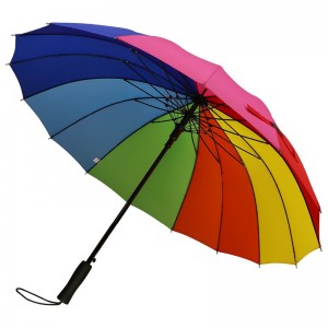 16 ребер автоматическое открытие зонтик рама радуга цвет компактный пользовательский прямой зонт