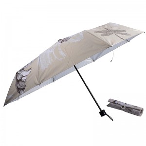 Промо-зонтик с принтом логотипа 3-х кратный зонт с серебряным покрытием