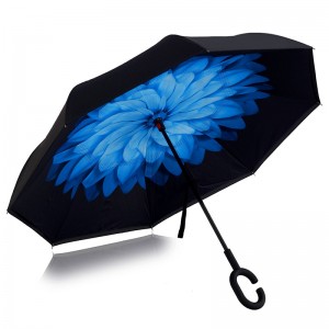 Стеклопластиковая рама ветрозащитный Принт цветок популярный дождь зонтик подгонять обратный