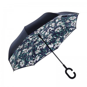 Зонт от дождя ветрозащитный с цветочным набивным рисунком