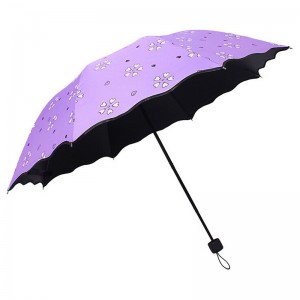 Красивый принт 3-х кратный ручной открытый волшебный меняющий цвет зонтик под дождем