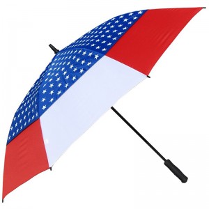 Новый рекламный предмет 30-дюймовый большой размер двойной ткани зонтик для гольфа с флагом печати