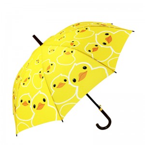 23 дюймов ткань pongee авто открыть желтая утка мультфильм шаблон прямой зонт