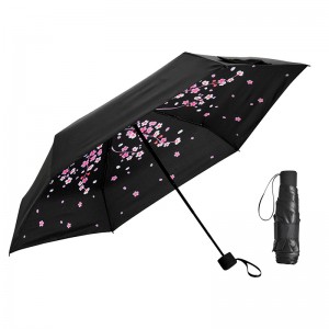 Популярная солнцезащитная внутренняя цветочная печать 5-кратный мини-зонт
