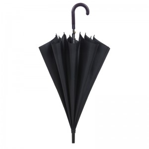Классическая лучшая распродажа черный ponge ткань металлический каркас пластиковая кривая ручка прямой зонт