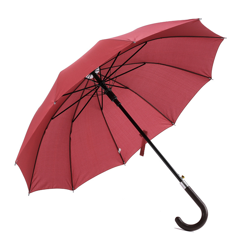 Открытый пользовательский логотип 190T pongeee ткани металлический каркас J-образная ручка авто открытый регулярный прямой зонт